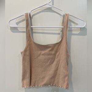 Orange striped crop tank top